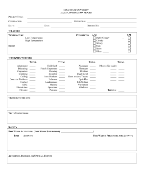Daily Construction Field Report Template