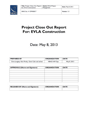 EVLA Construction Project Status Report Template