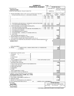 Research Project Budget Proposal Template