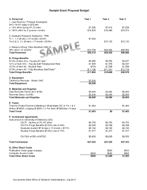 Sample Grant Research Proposal Budget Template