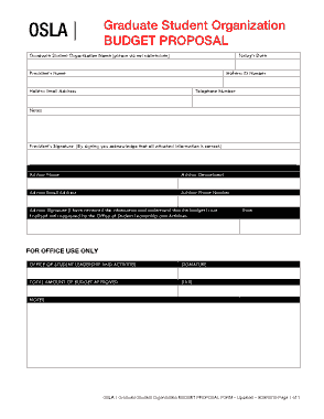Student Budget Proposal Form Template