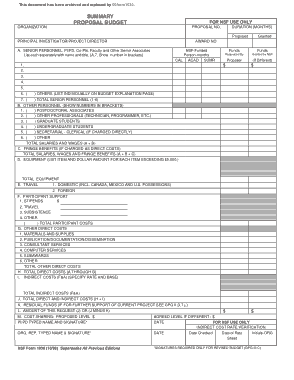 Summary Budget Proposal Template
