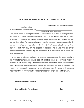 Board Member Confidentiality Agreement Template