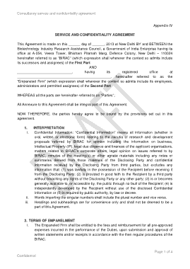 Consultancy Service and Confidentiality Agreement Template