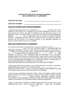 Contractor Acknowledgement and Confidentiality Agreement Template