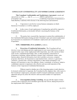Generic Consultant Confidentiality and NDA Agreement Template