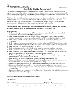 Medical Center Employee Confidentiality Agreement Template