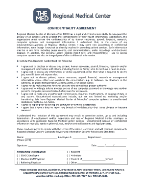 Medical Facility Confidentiality Agreement Template