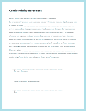 Patient Confidentiality Agreement Sample Template