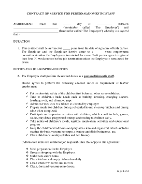 Personal Domestic Employee Confidentiality Agreement Template