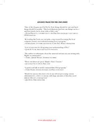 Free Download PDF Books, AdvAnce PrAise for Perl One Liners