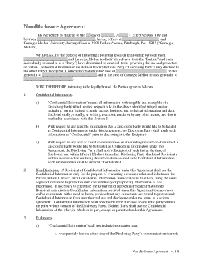 Sample for Non Disclosure Agreement Template