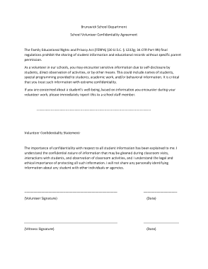 School Volunteer Confidentiality Agreement Template