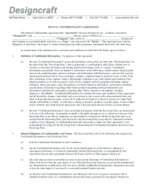 Standard Mutual Confidentiality Agreement Template
