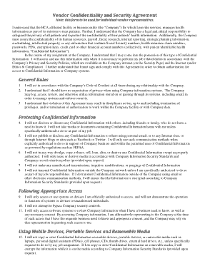 Vendor Confidentiality Security Agreement Template
