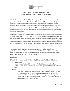 Vendor Confidentiality Security Agreement1 Template