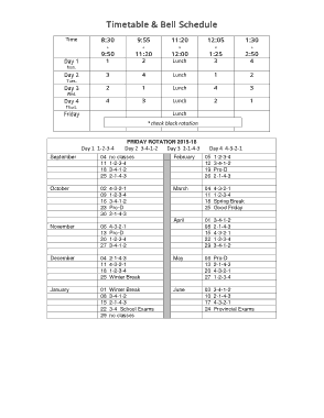 Friday Rotational Schedule Sample Template
