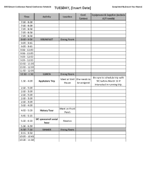 Conference Schedule Example Template