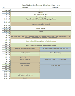 Student Conference Schedule Template