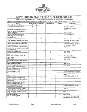 Free Download PDF Books, New Home Maintenance Schedule Sample Template