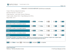 Project Status Report Fictitious example Template