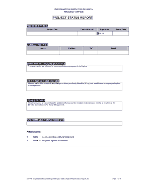 Project Status Reports Template