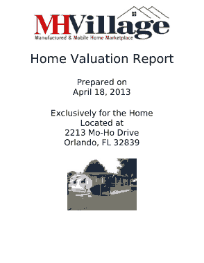 Home Valuation Report Template