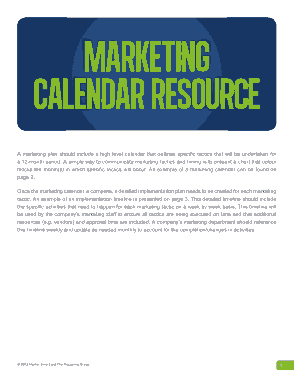 Sample Marketing Schedule Calendar Resource Template
