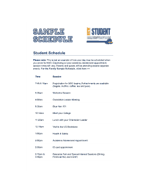 Sample Student Orientation Schedule Template