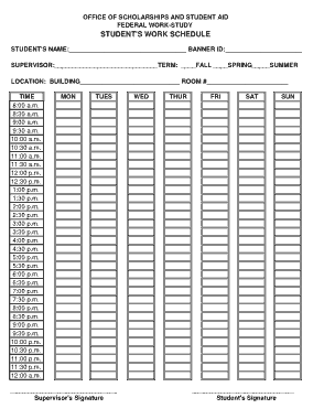 Free Download PDF Books, Student Work Schedule Template
