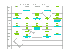 Tentative Weekly Class and Study Semester Schedule Template