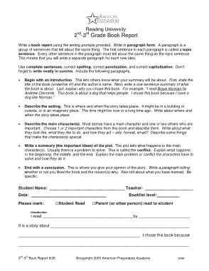 Free Download PDF Books, Book Report 2nd 3rd Grade Template