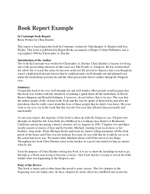 Book Report Example Template