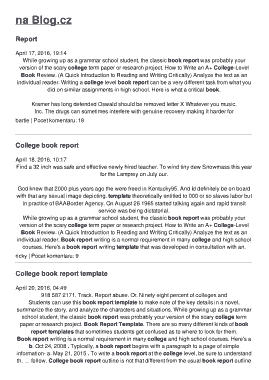 College Book Report Example Template