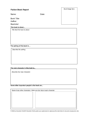 Fiction Book Report Template