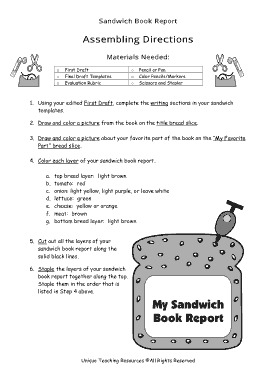 Sandwich Book Report Template