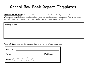Simple Cereal Box Book Report Template
