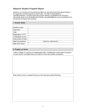 Research Student Progress Report Template