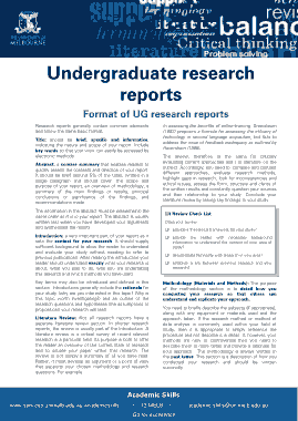 Undergraduate Research Report Format Template