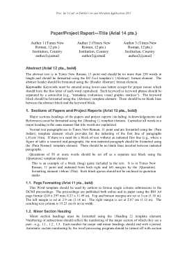 Paper Project Report Sample Template