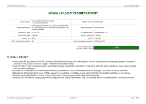 Project Monthly Progress Report Template