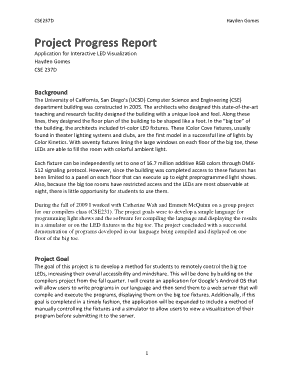 Project Progress Report Example Template