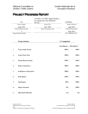 Project Progress Report Examples Template