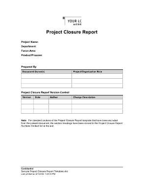 Sample Project Closure Report Template
