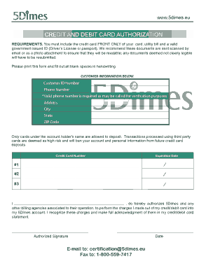 Credit and Debit Card Authorization Form Template