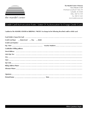 Credit Card Letter Of Authorization Form Template