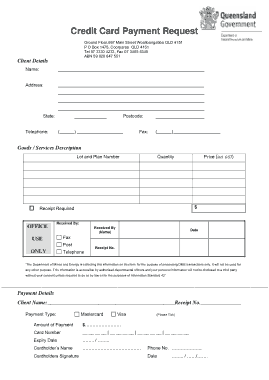 Credit Card Payment Request Form Template