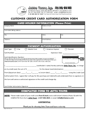 Customer Credit Card Authorization Form Template