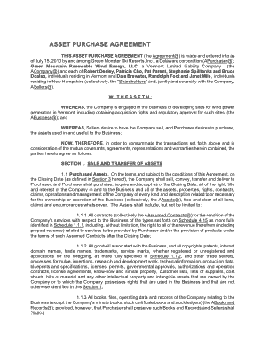 Printable Asset Purchase Agreement Template