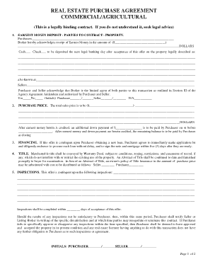 Real Estate Commercial Purchase Agreement Template